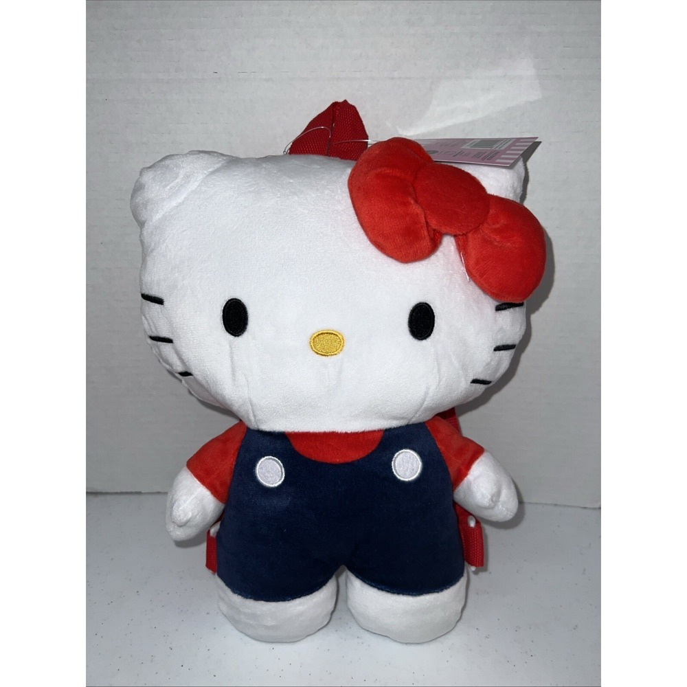 Hello Kitty Plush Sanrio Backpack 14" Red White‎ Blue Stuff Animal Toy NWT